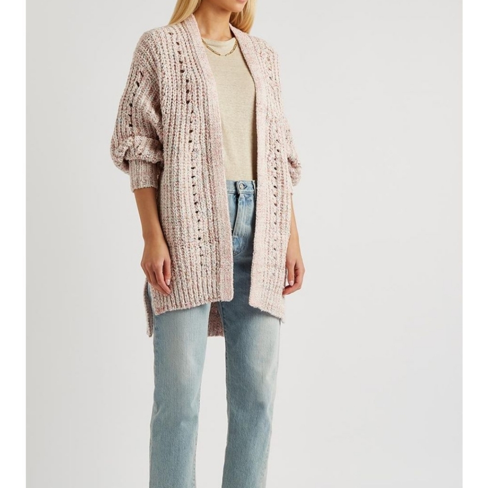 Free People Long Knit Pink Cardigan